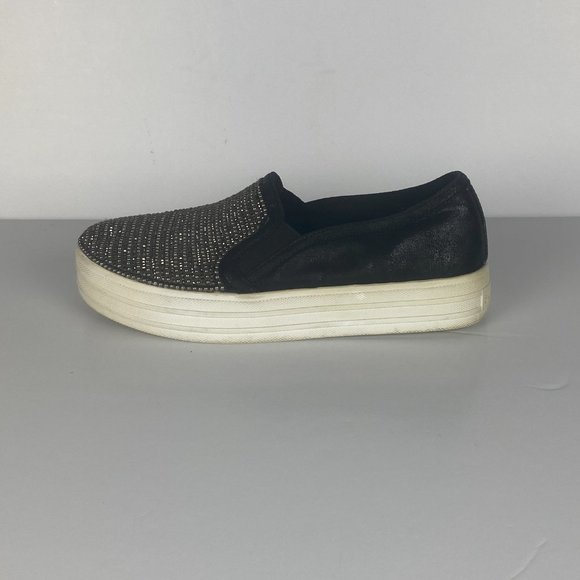 Skechers Shoes Womens 6 Double Up Shiny Dancer 801 Black Casual Slip On Sneaker - Picture 3 of 16